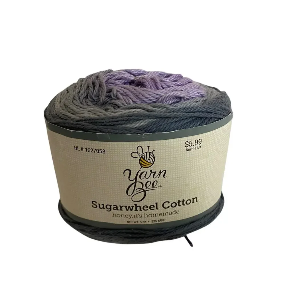 Yarn Bee Sugarwheel Cotton Yarn Honey It's Homemade Gray Purple 5oz 335 Yards